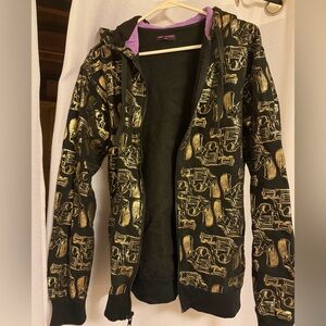Hot topic exclusive 2012 Andy Warhol Black and Gold Revolver Print Men's Jacket